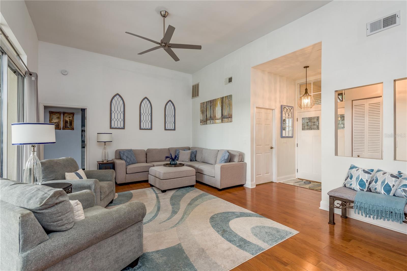 Living room to front foyer