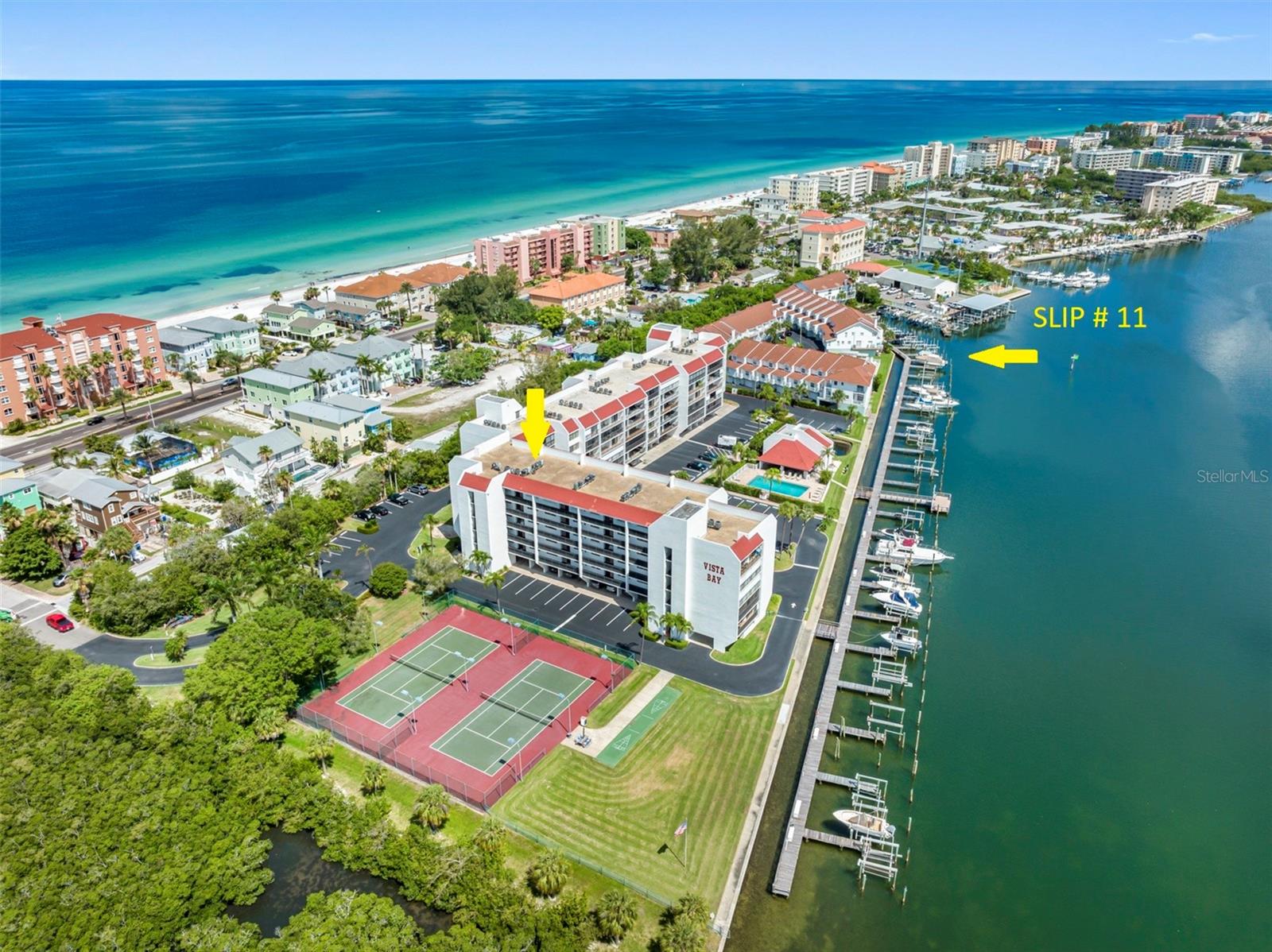 .... Top Floor Unit # 611 Conveys with Deeded Boat Slip # 11.. With a 13 Foot Plus Beam and Capable of Handling a 45 Foot + Craft Length... All NEW Docks being Installed Right Now in 2025.