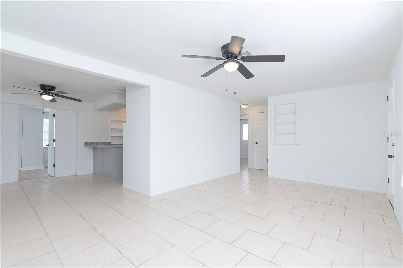 Living room and dining room.