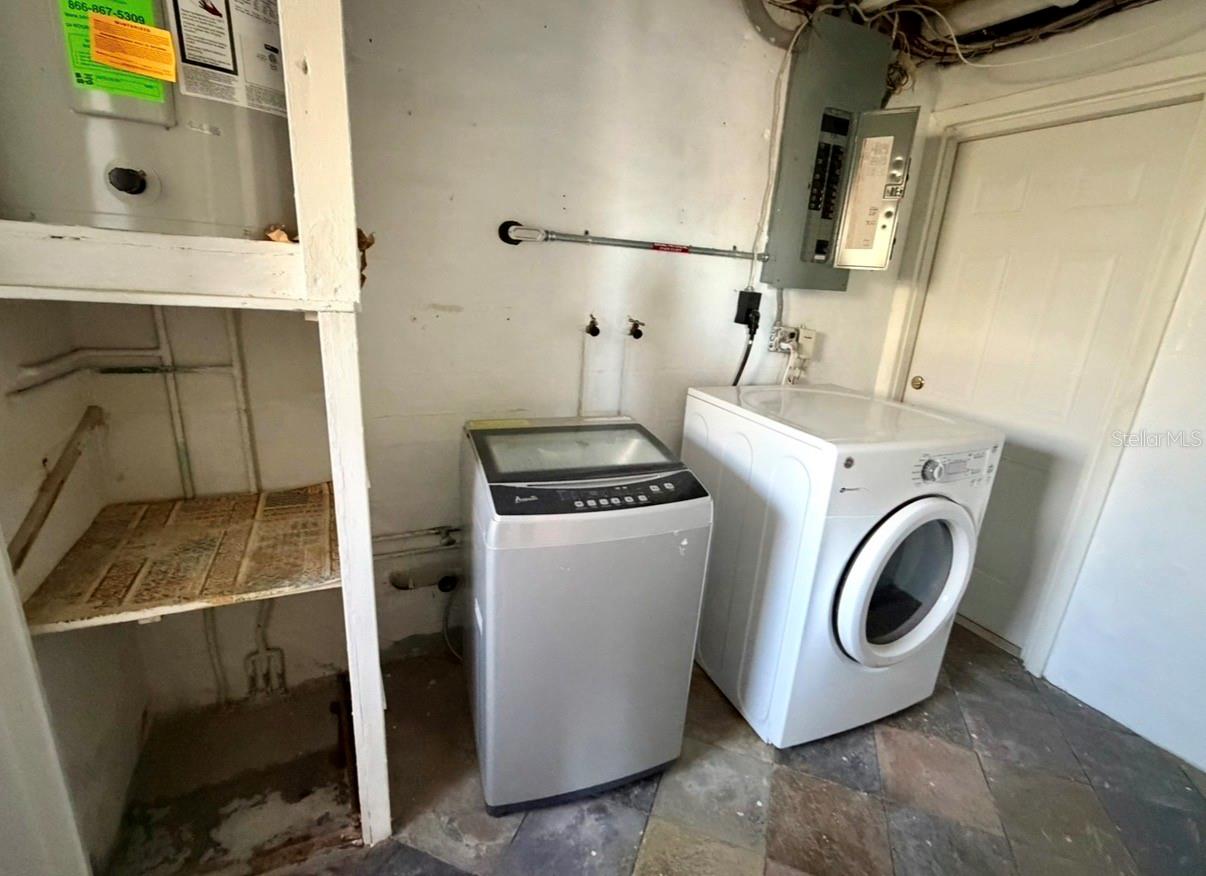 Laundry room with washer and dryer.