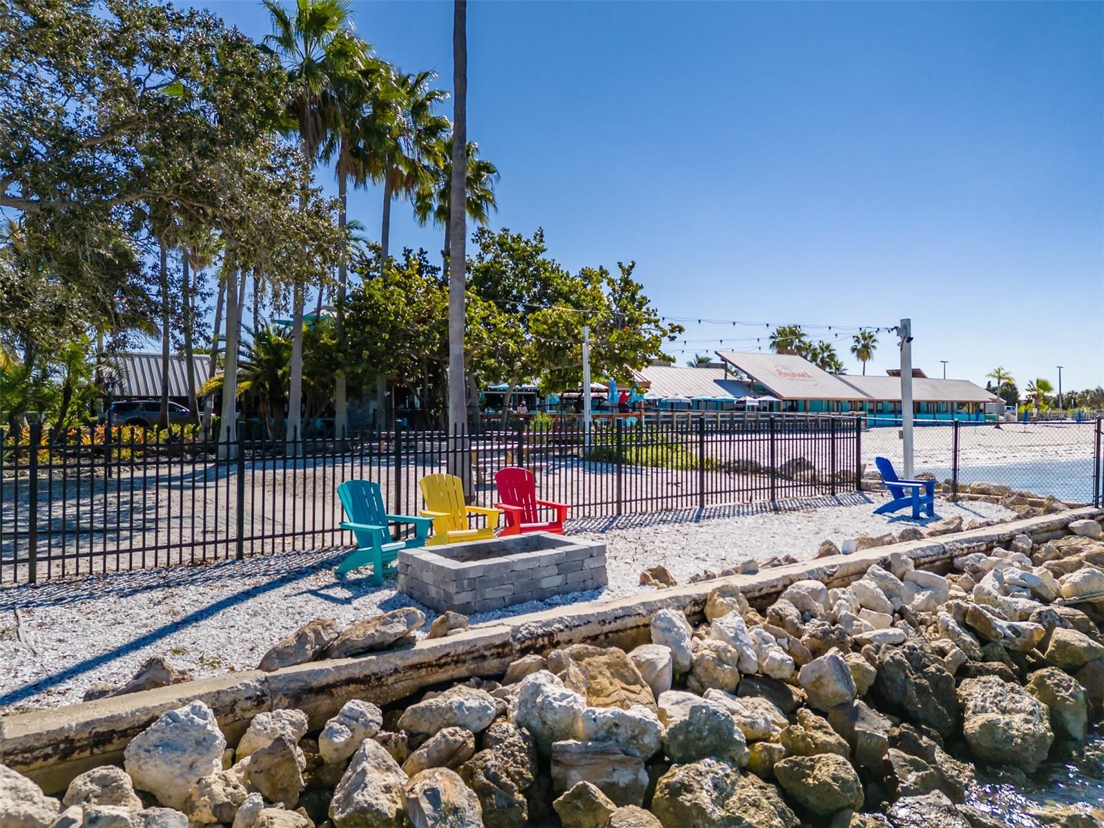 View of Fire Pit and Sunset Bar & Grill Restaurant & Tiki Bar