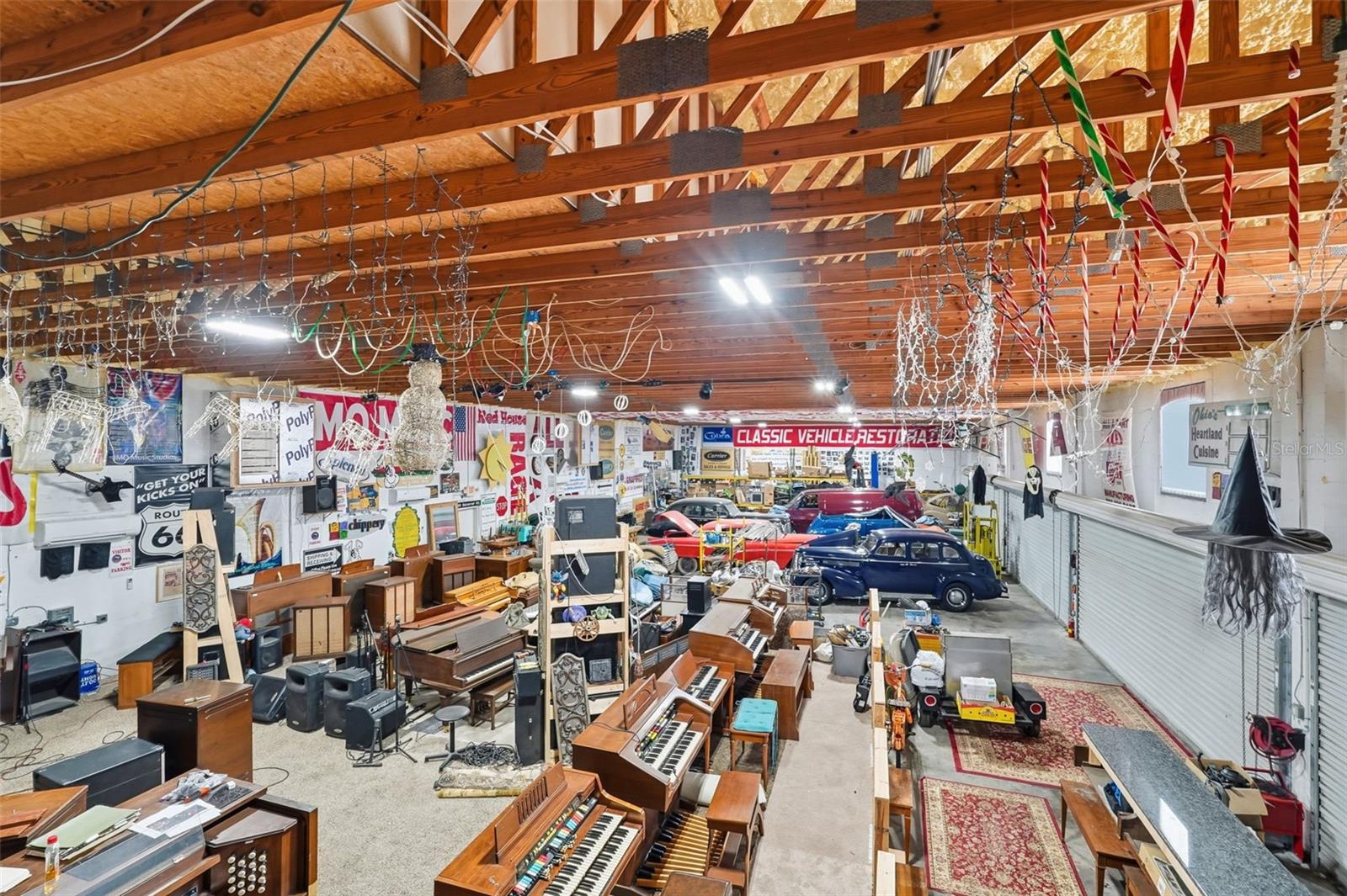 View of detached garage.