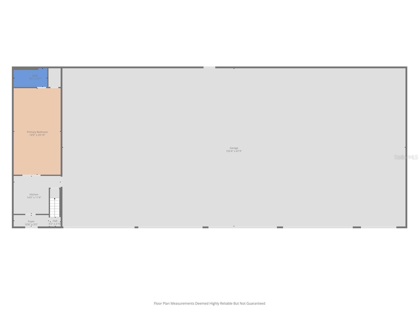 Apartment first floor and garage area.