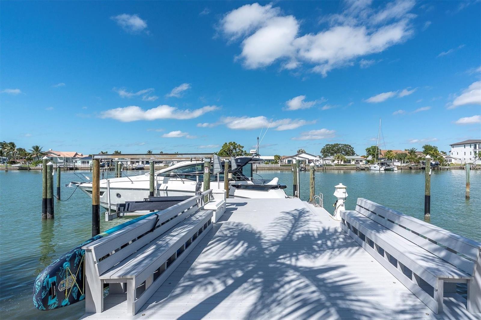Relax on your private dock and enjoy that this gem sits on one of Treasure Island’s widest and deepest channels.