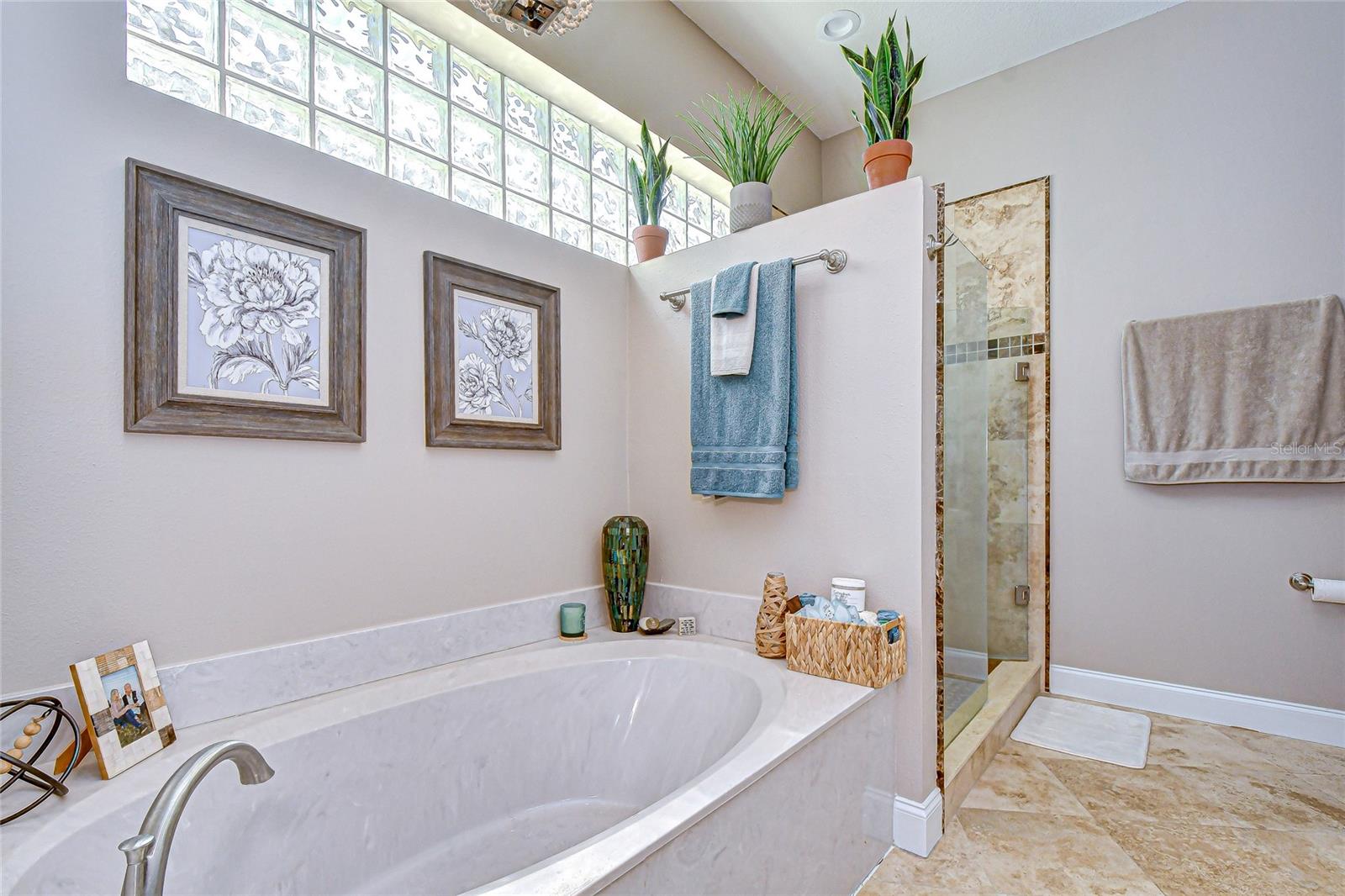 Frameless glass shower and soaking tub!