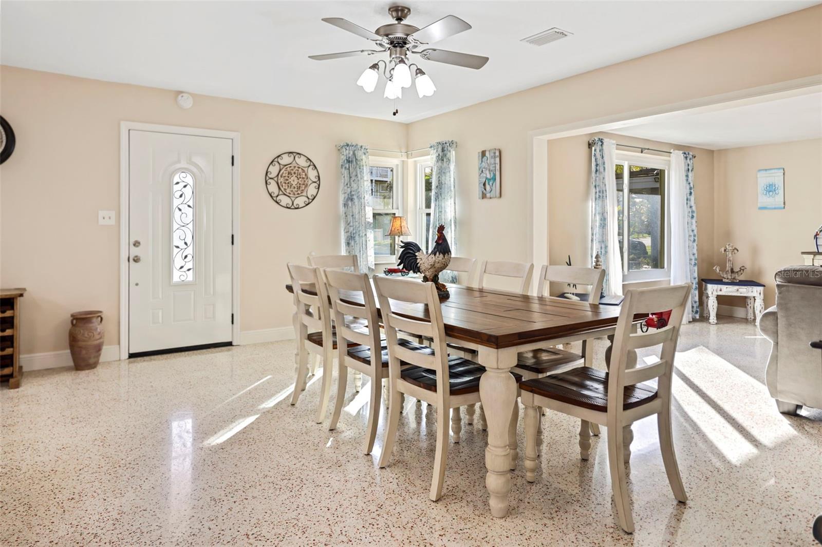 Dining room/Living Room Combo with gorgeous Terrazzo Floors