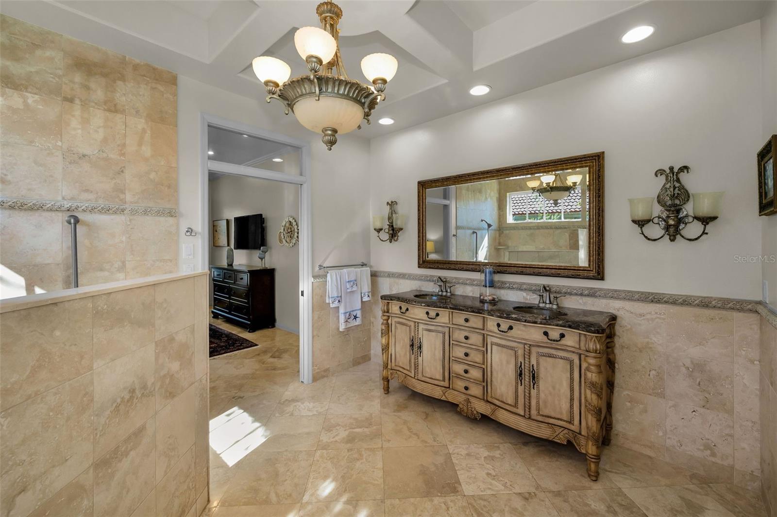 Primary bathroom with double sinks