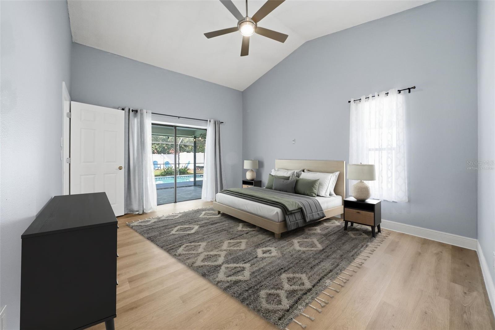 Primary Bedroom with Pool View