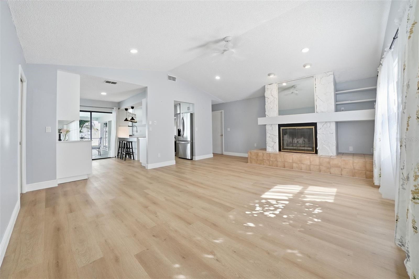 Wood-Burning Fireplace In Living Room