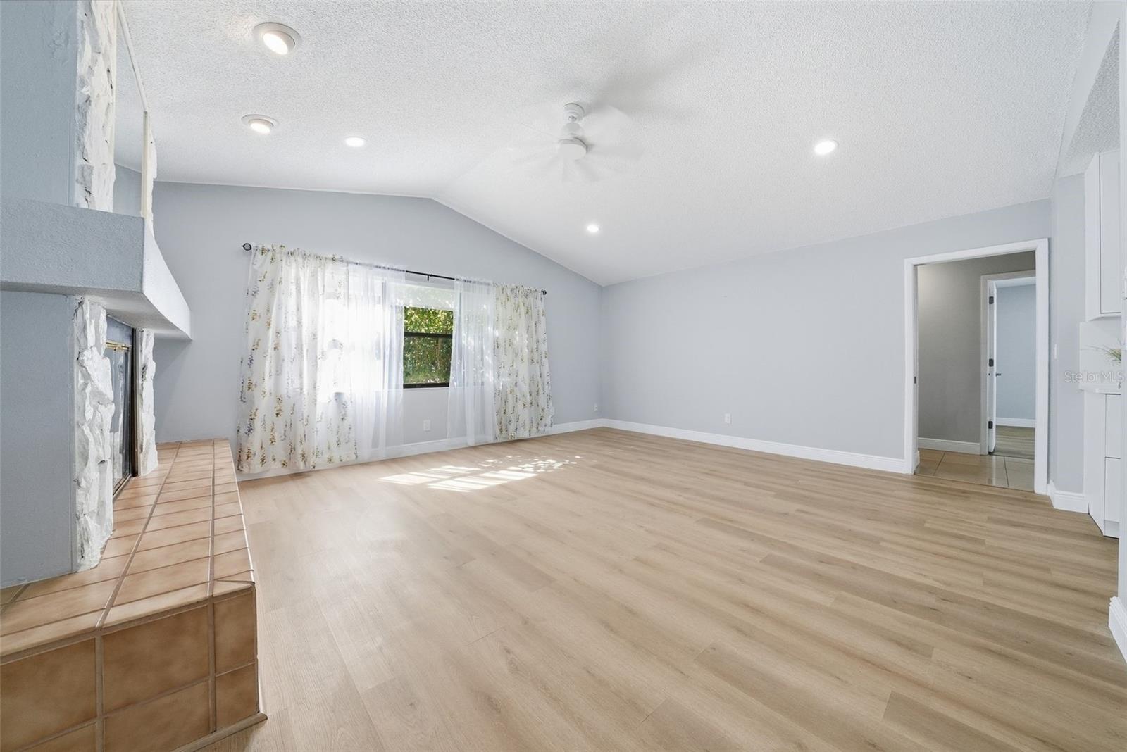 Wood-Burning Fireplace In Living Room