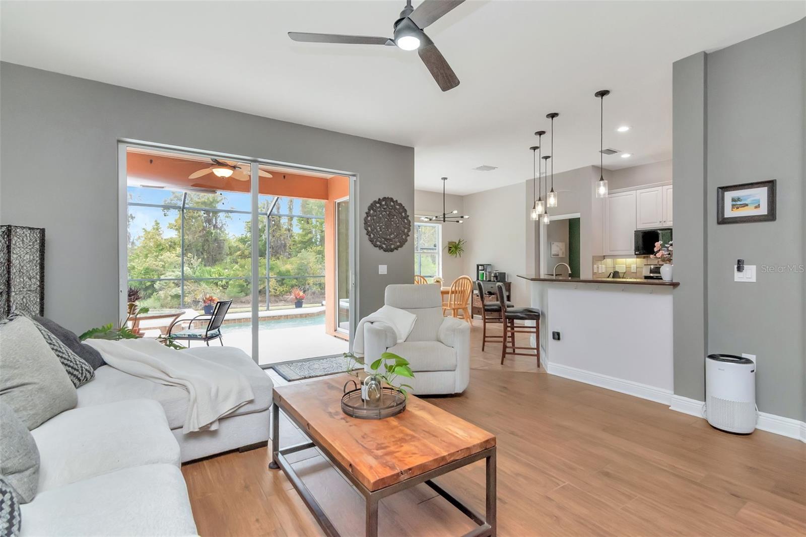 Family room looking toward kitchen