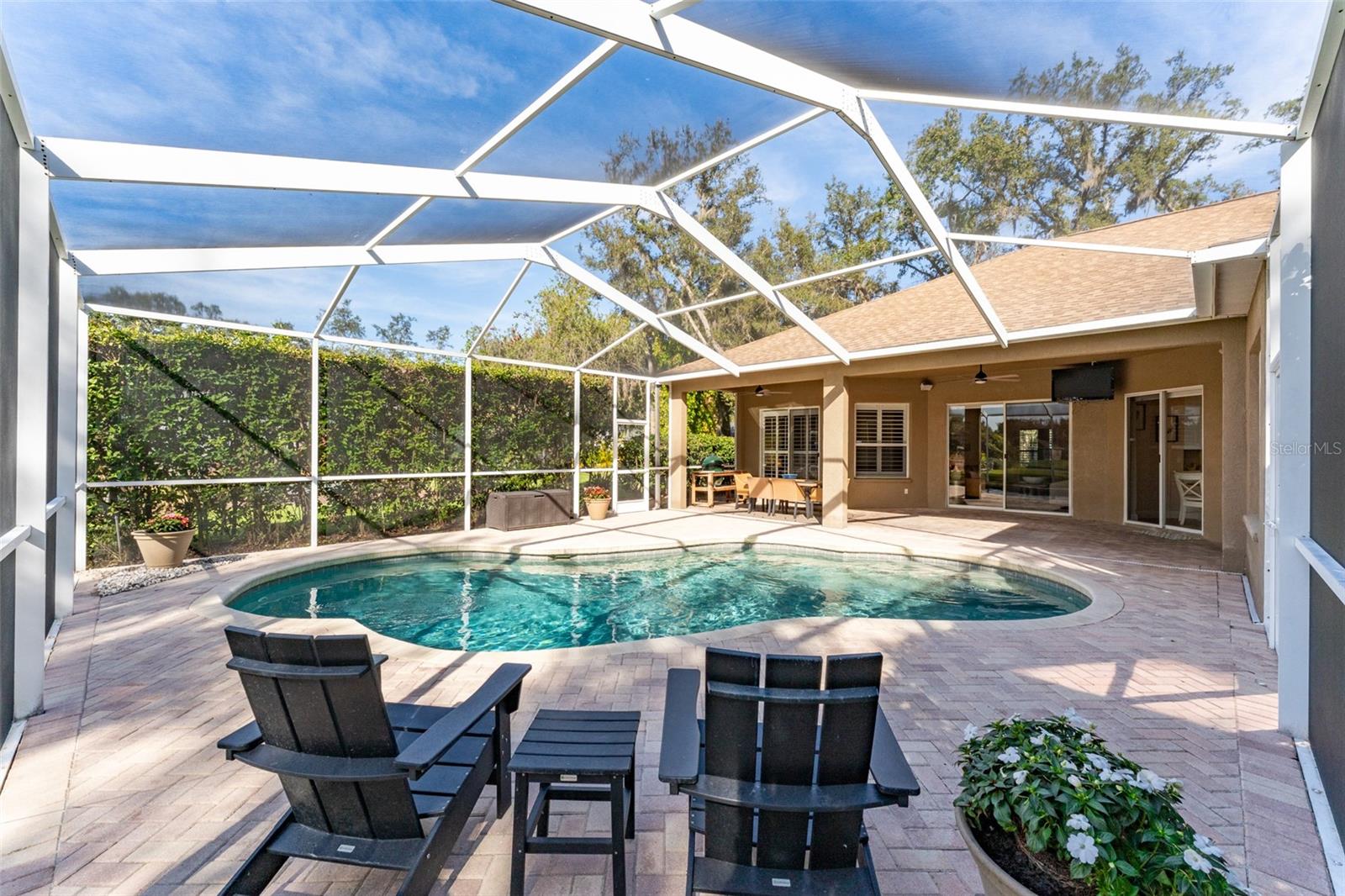 Brand New Screens with a Pebble Tec Pool Interior, Large covered Patio-NEW Outdoor Fans