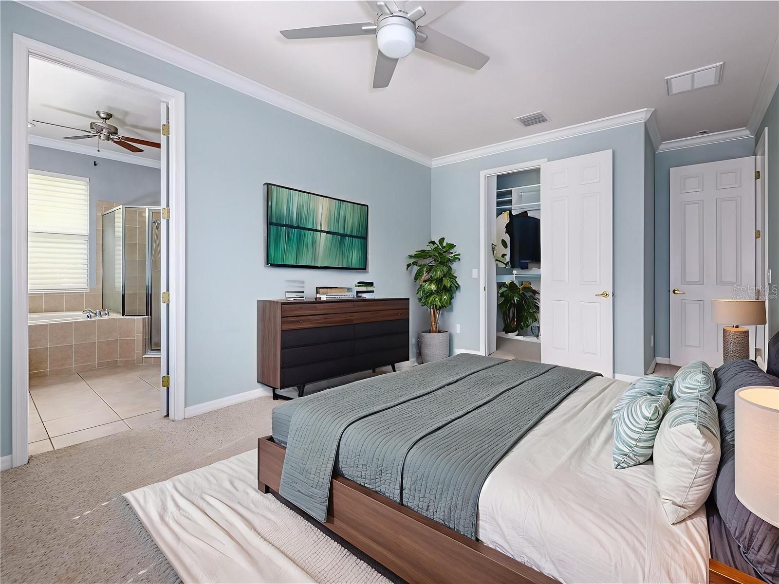 virtually staged primary bedroom