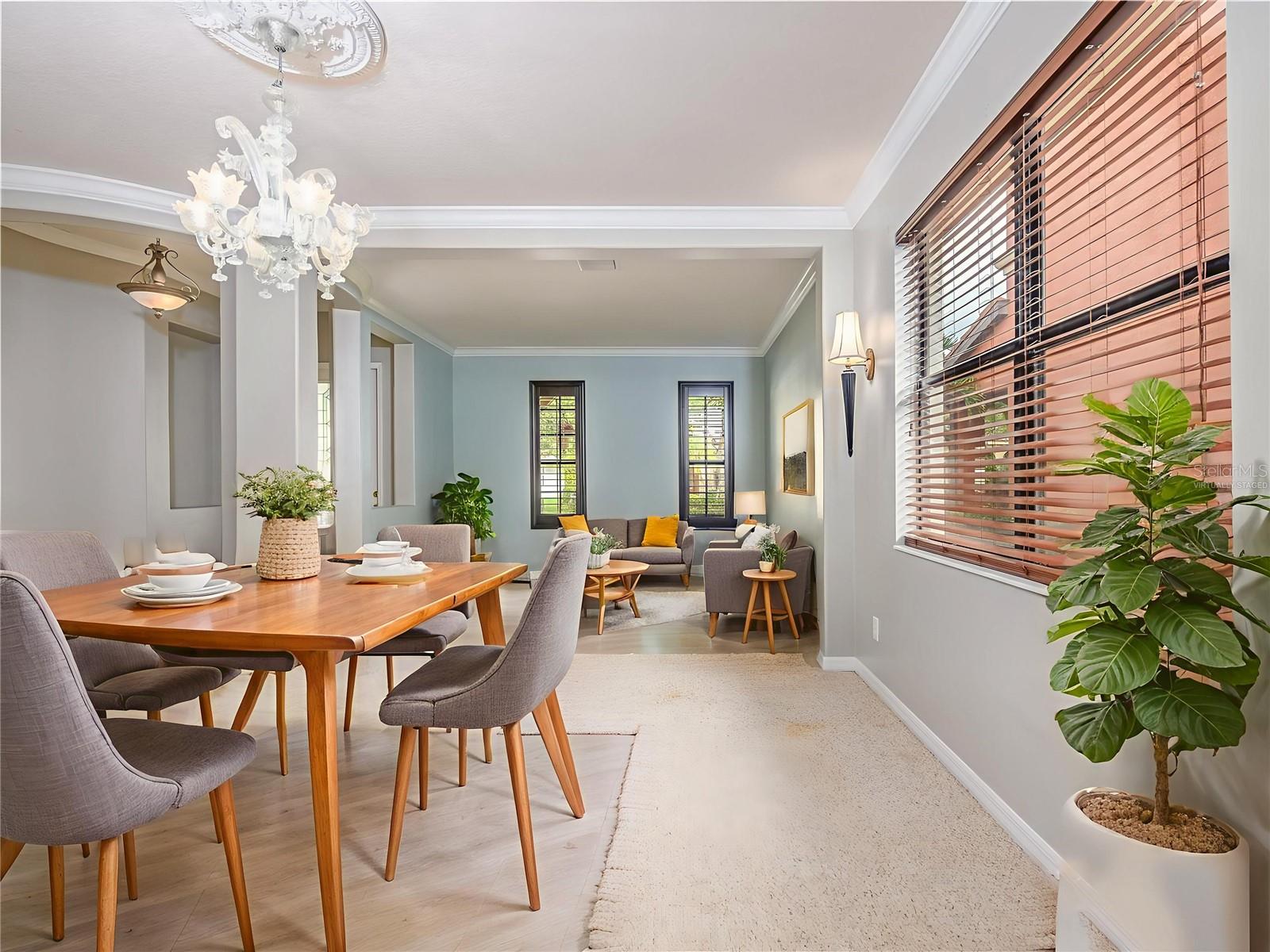 virtually staged formal dining and living room
