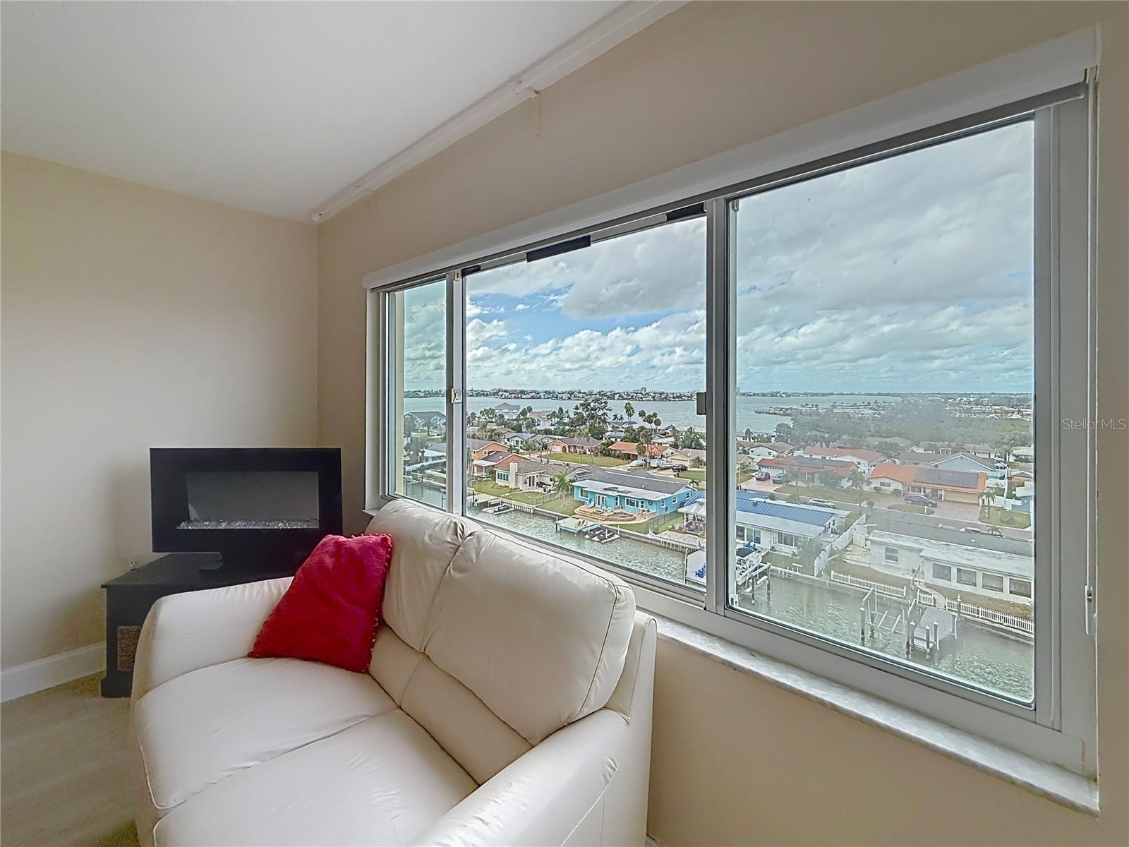 This window is in the living room, as you can see you have tremendous open water view of the intracoastal and the canal below
