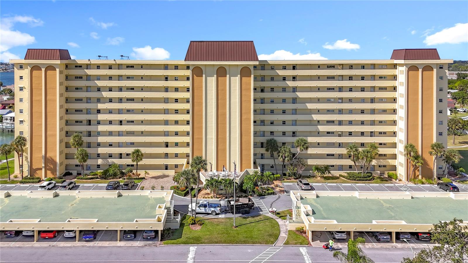 This is a closeup of the Columbia building.  The parking space, #40, is located on the right side of this picture.  You only have one care on one side of you.  The other side is the wall of the covered parking structure.  This is a nice feature to have.