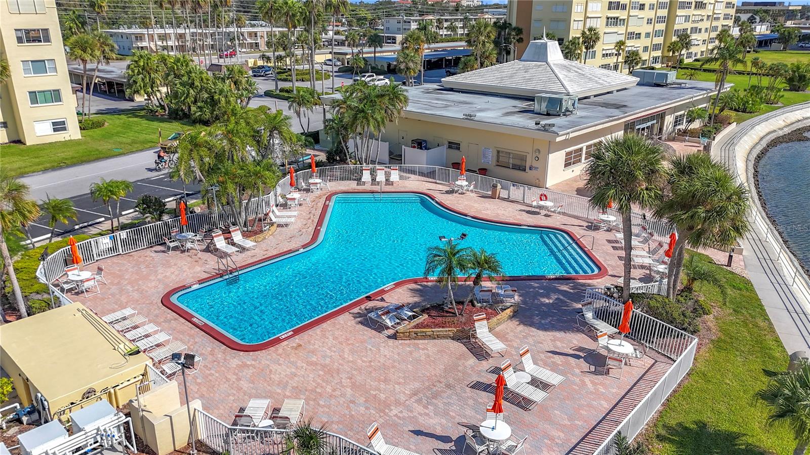This picture shows one of the heated pools that is right next to the clubhouse that is being renovated right now.