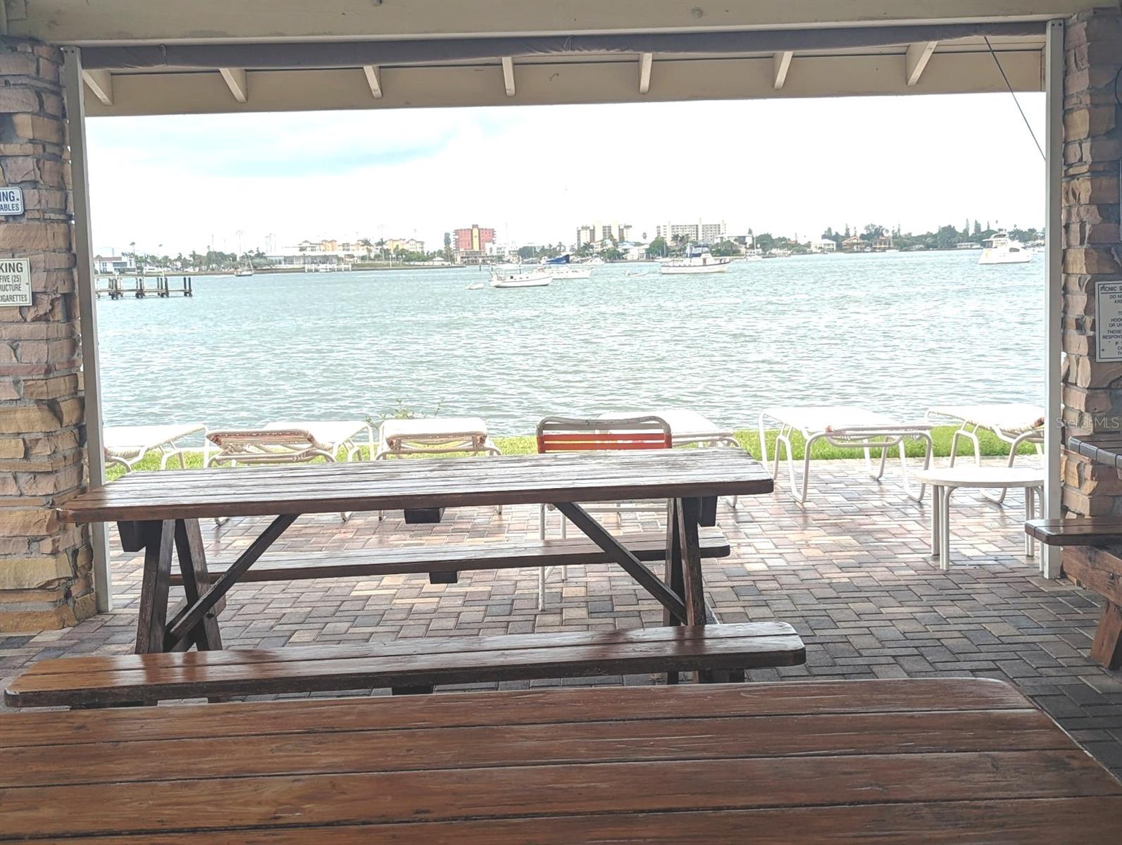 Another view of the covered picnic area by the 2nd pool overlooking the Intracoastal