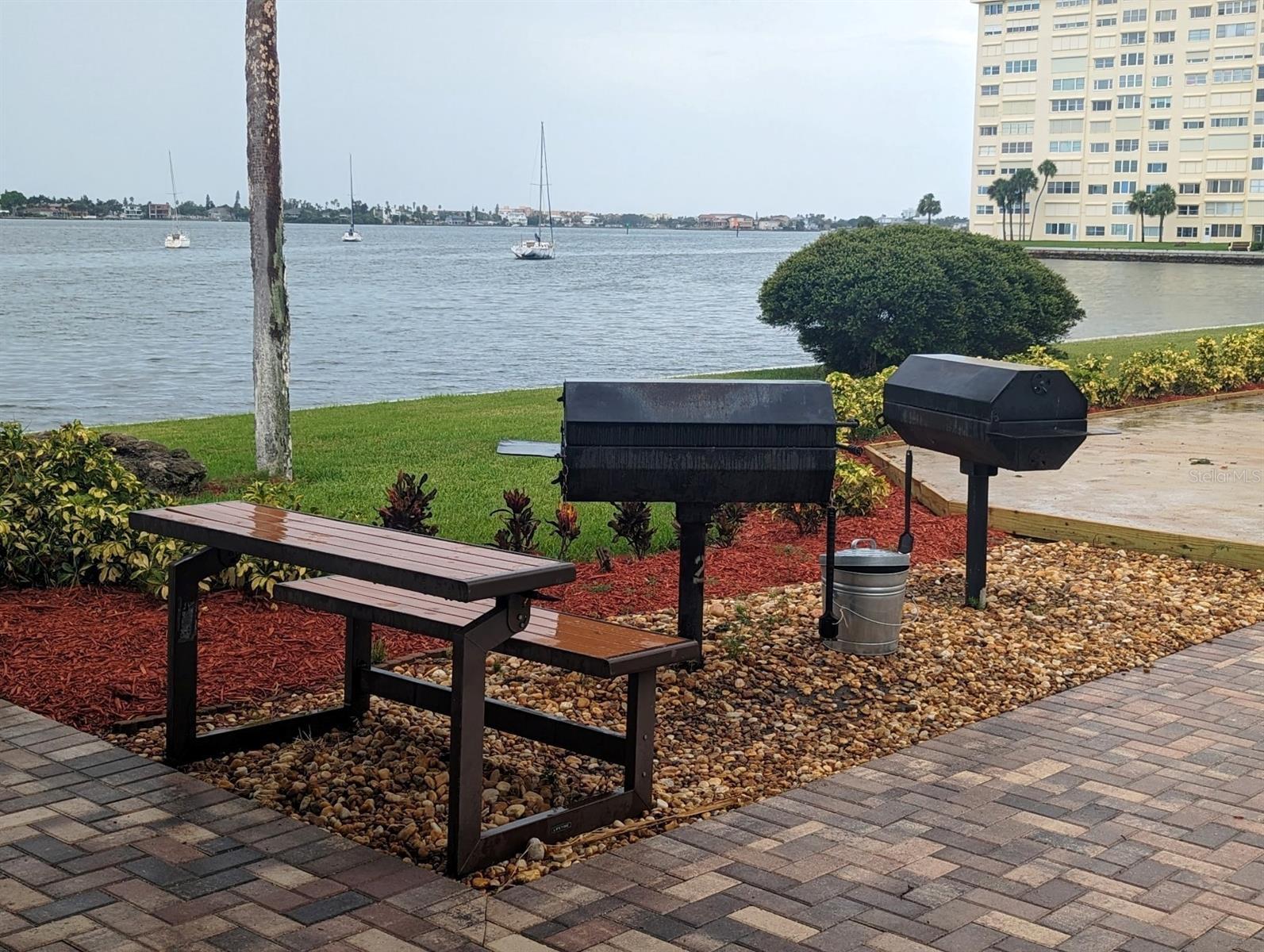 One of the grilling areas at Sea Towers, Columbia has their own grill behind their building
