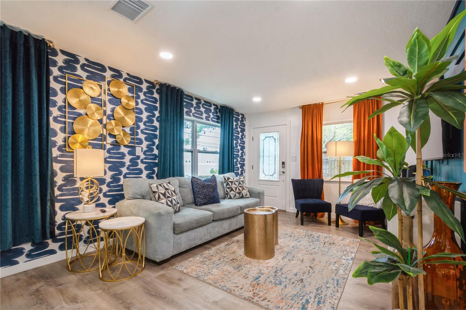 Recess lighting throughout.