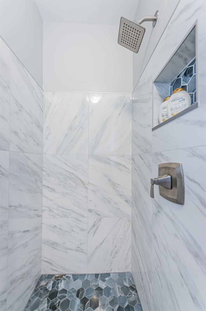 Smartly updated primary bathroom.