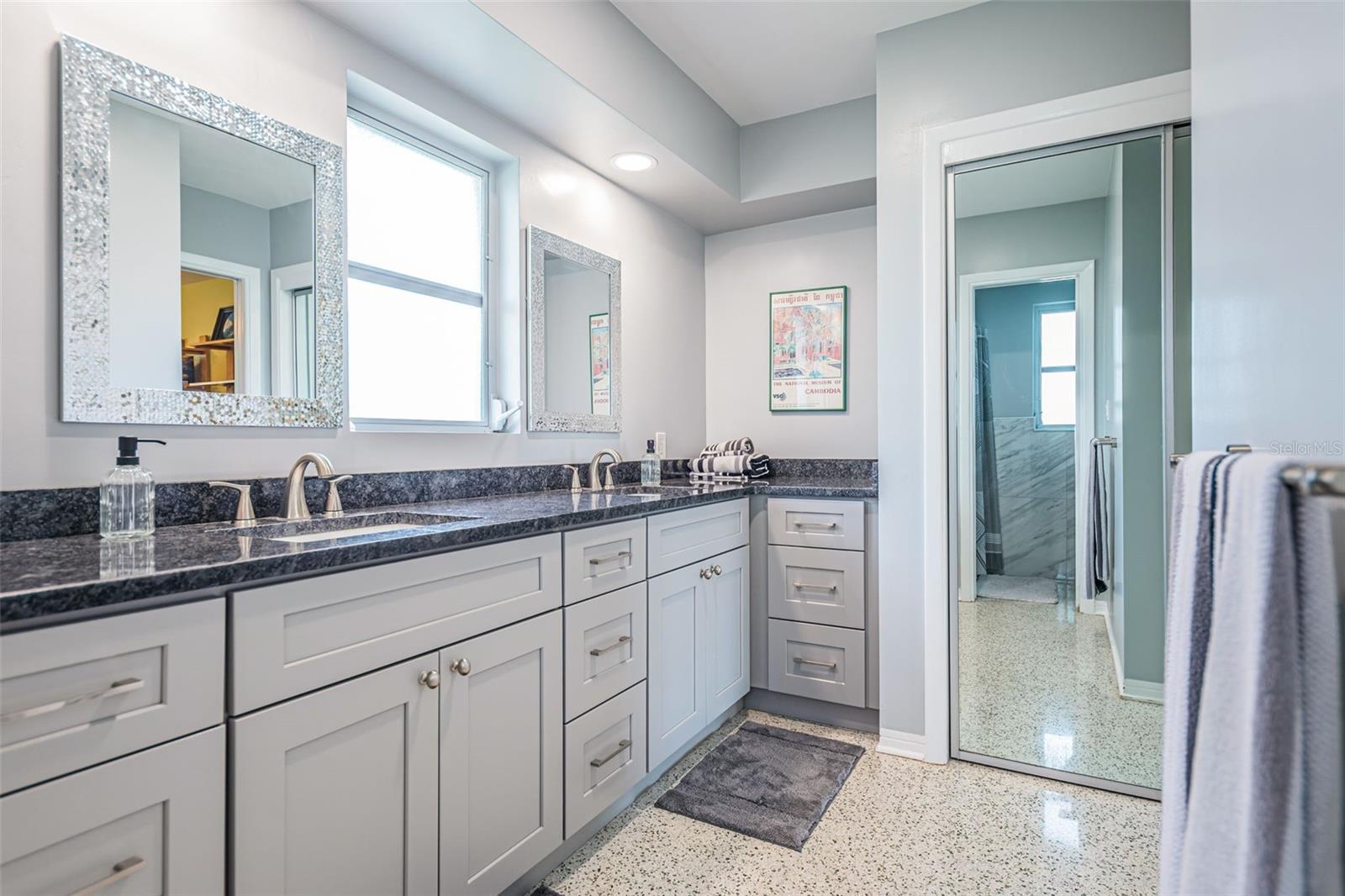 Smartly updated primary bathroom.