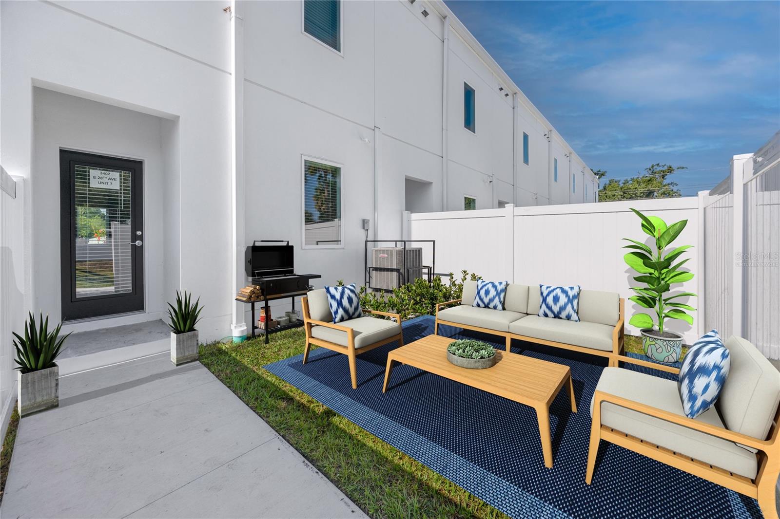 Virtually staged backyard patio