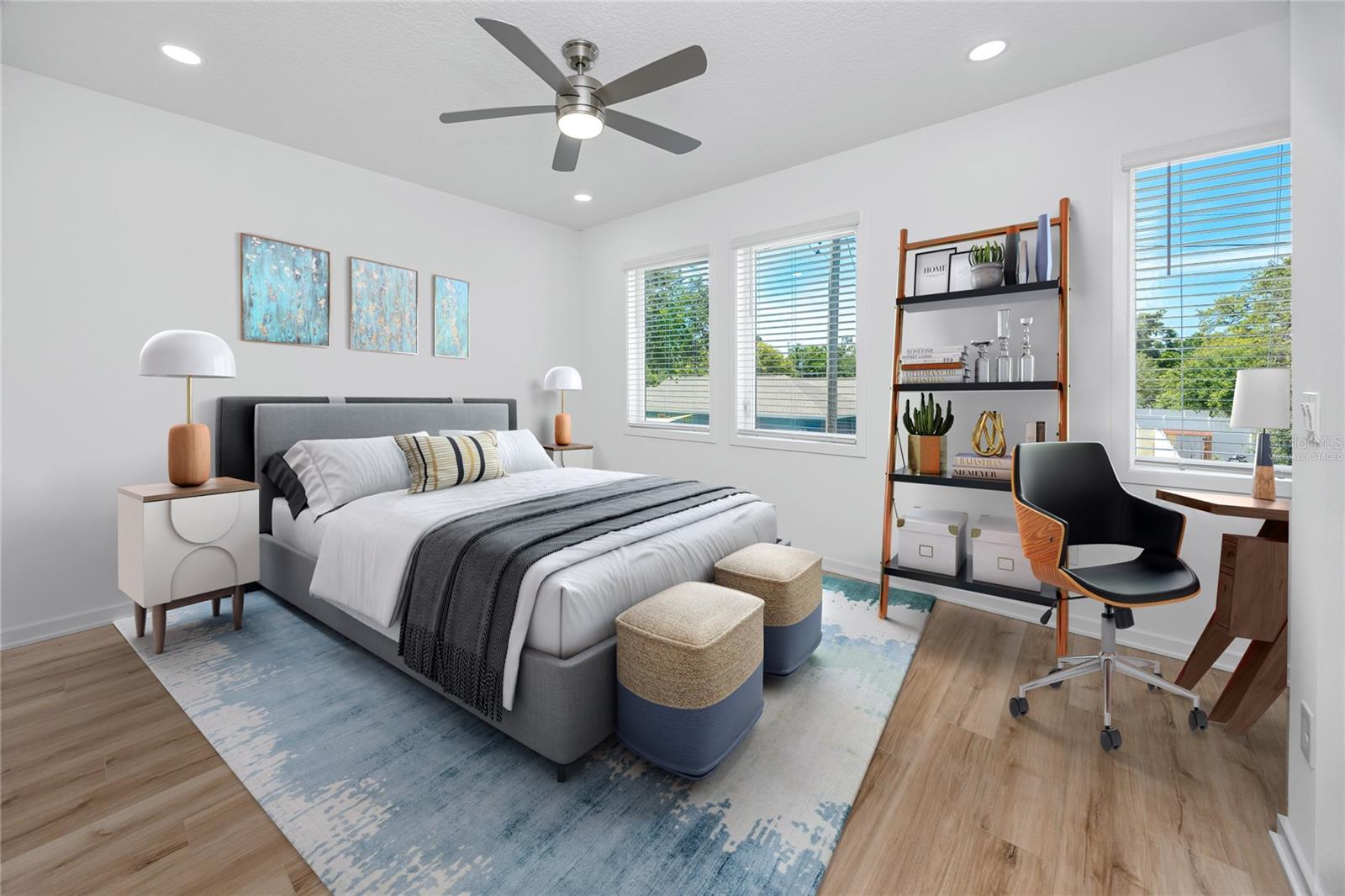 Virtually staged master bedroom