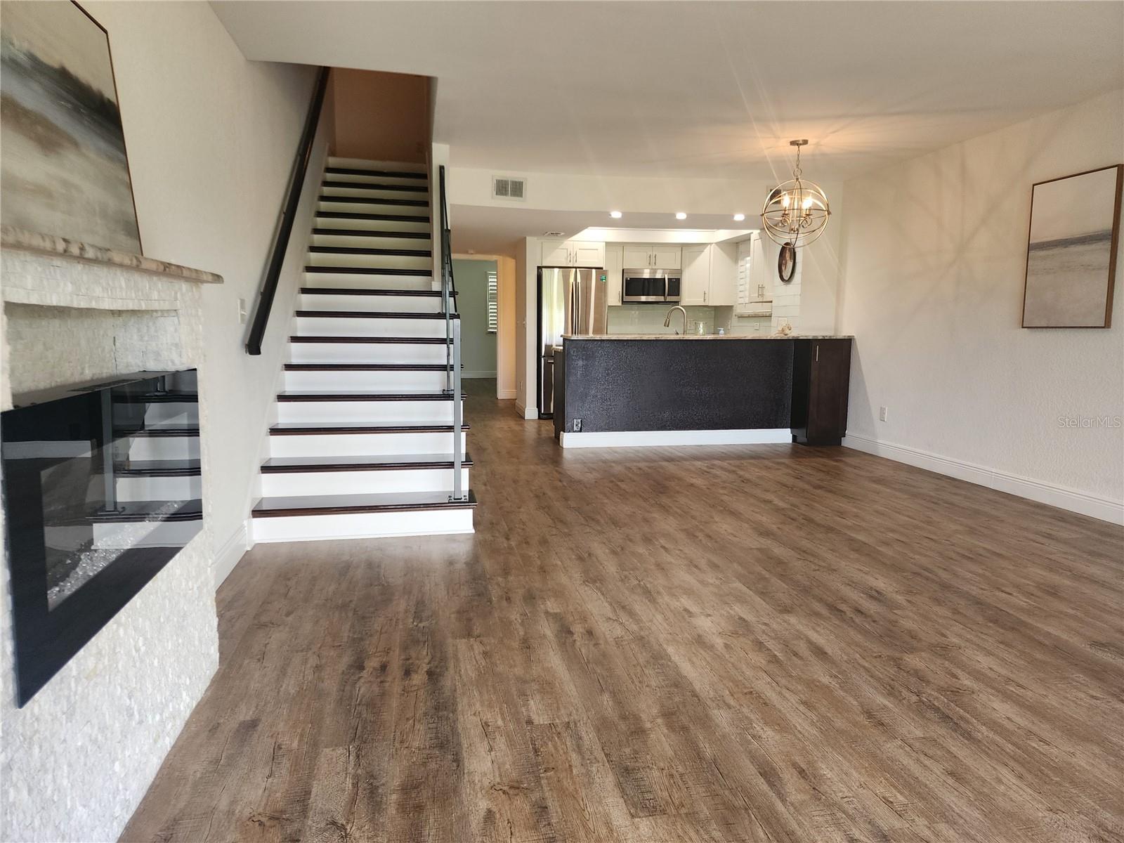 Lighted fireplace or heated lit fireplace