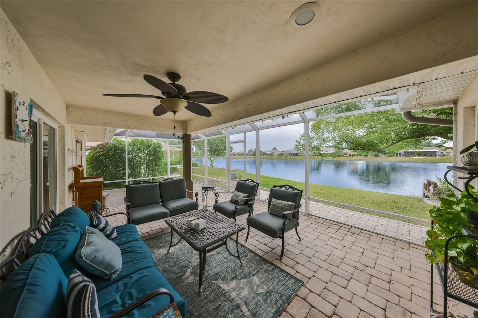 Covered Lanai Area with Stunning View of Caloosa Lake