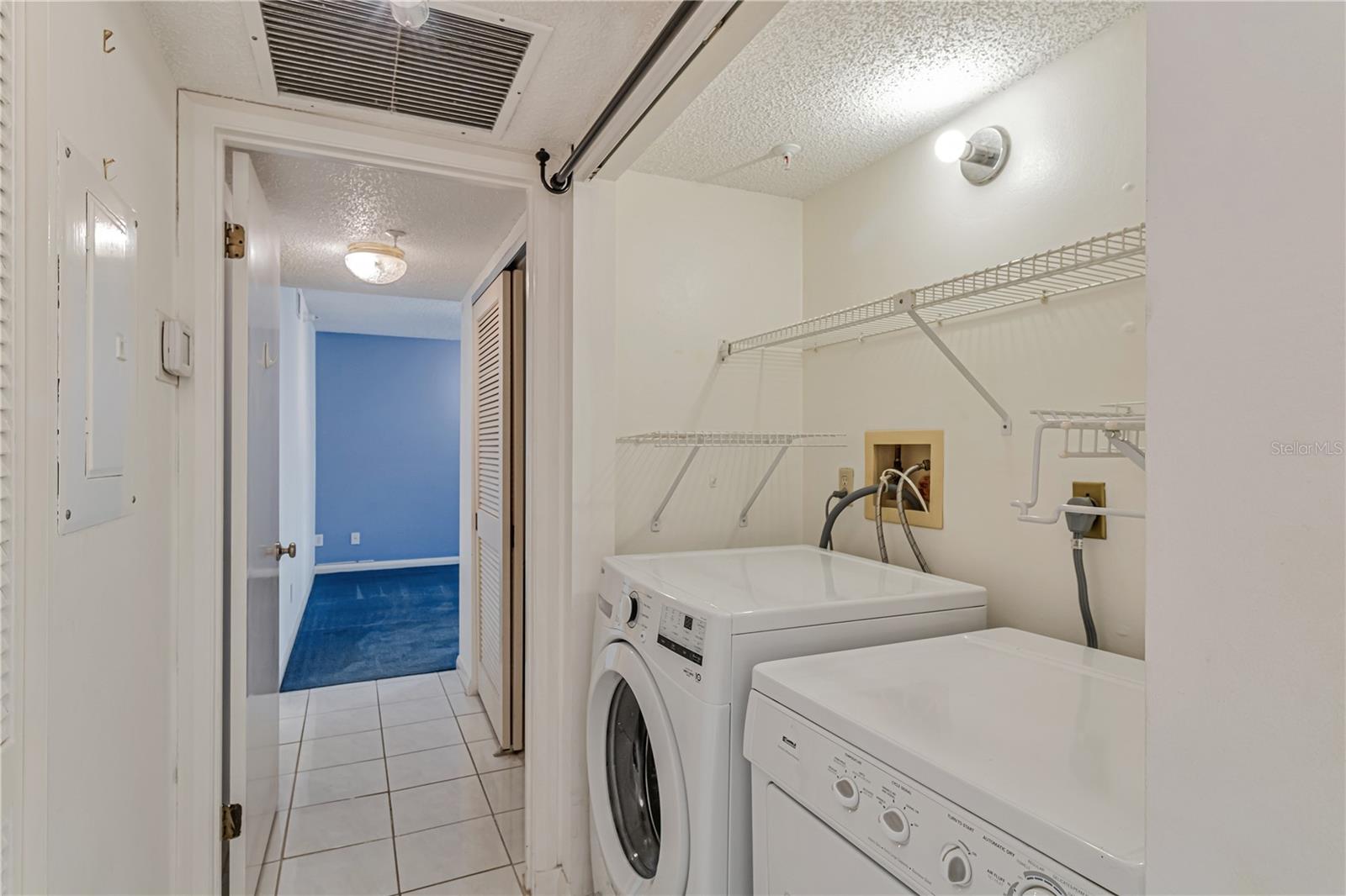 Inside laundry closet