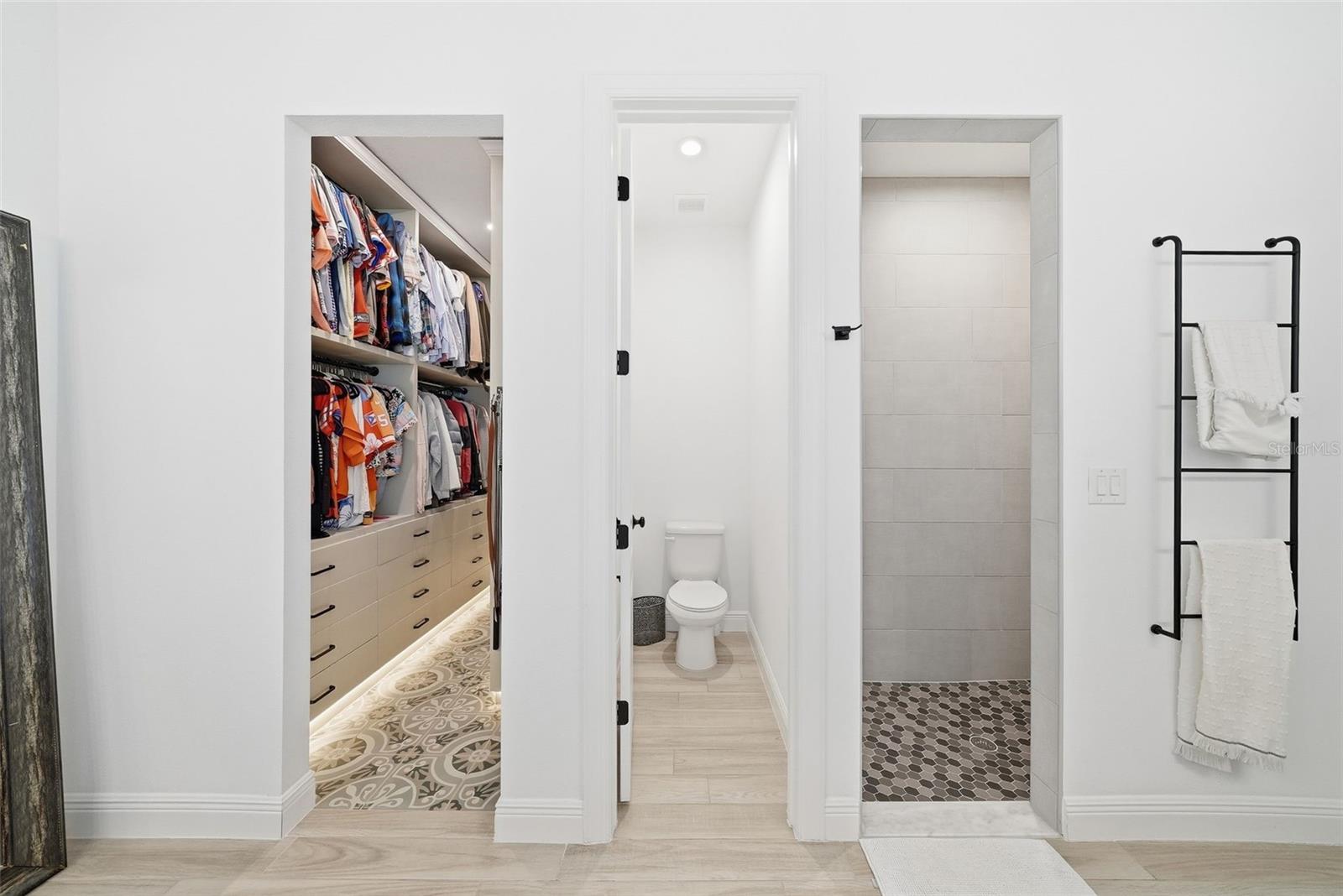 Walk in closest, water closet, shower