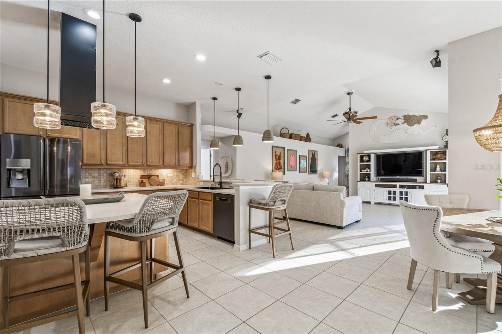 Kitchen and family room
