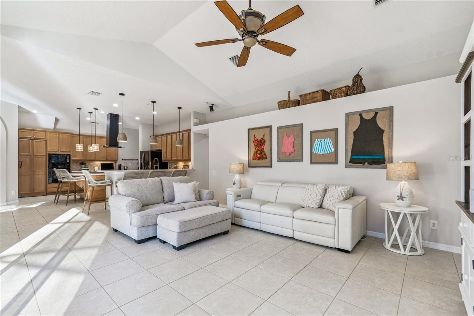 Family room and kitchen