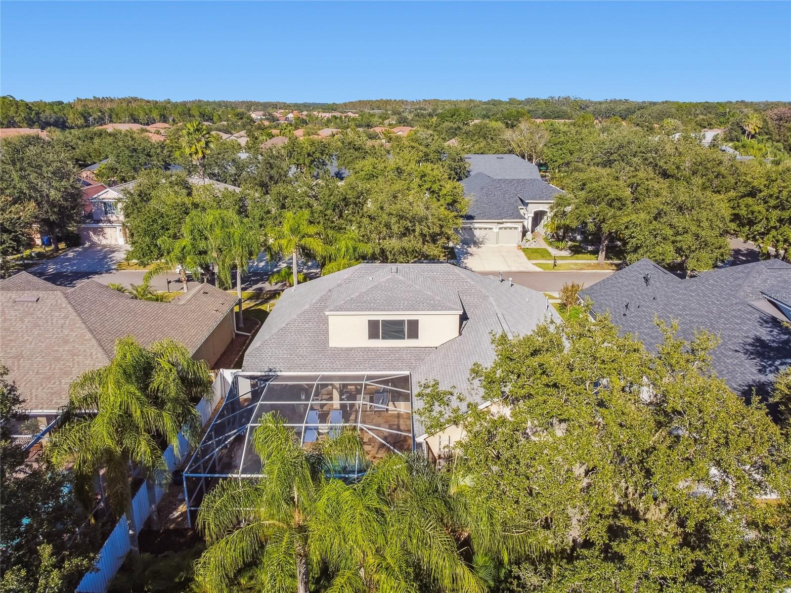 Aerial view of back of home