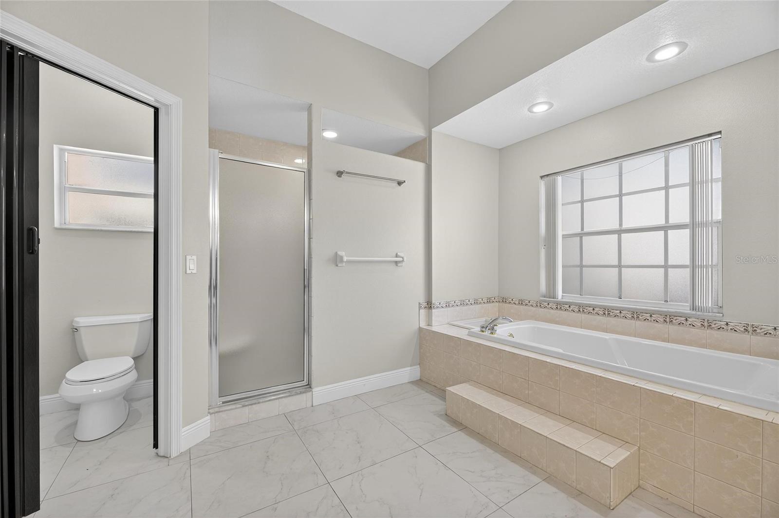 Looking into the water closet and walk-in shower.