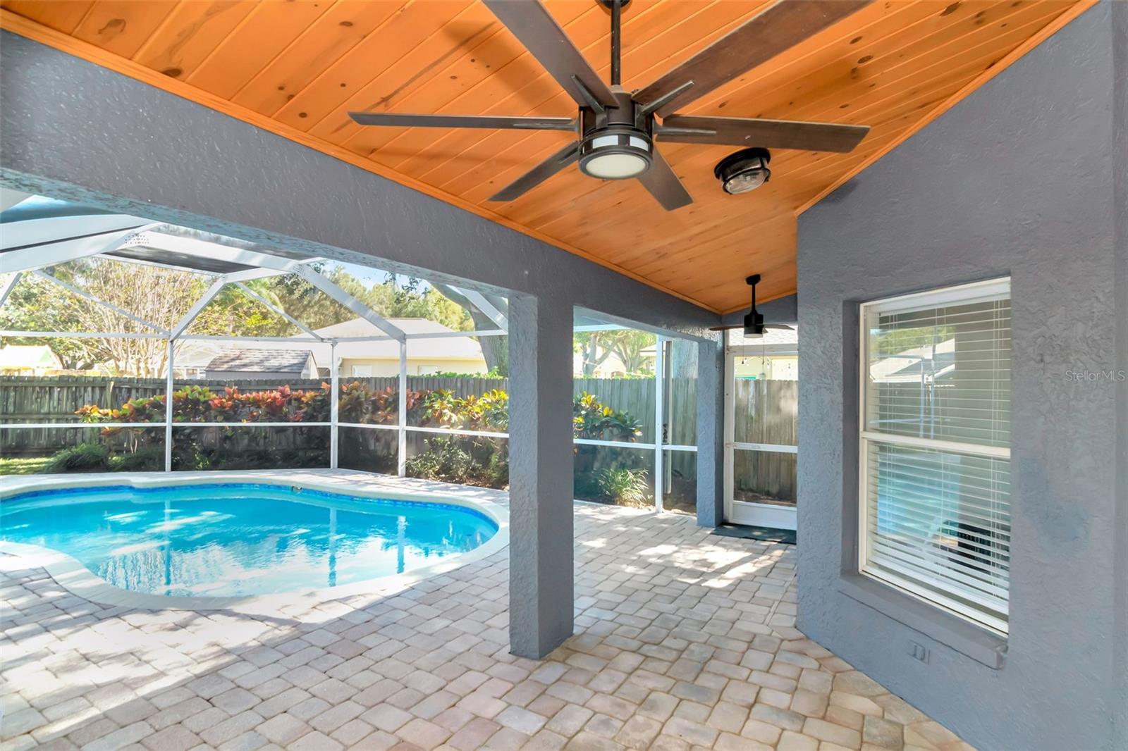 wood ceiling on lanai for the added touch