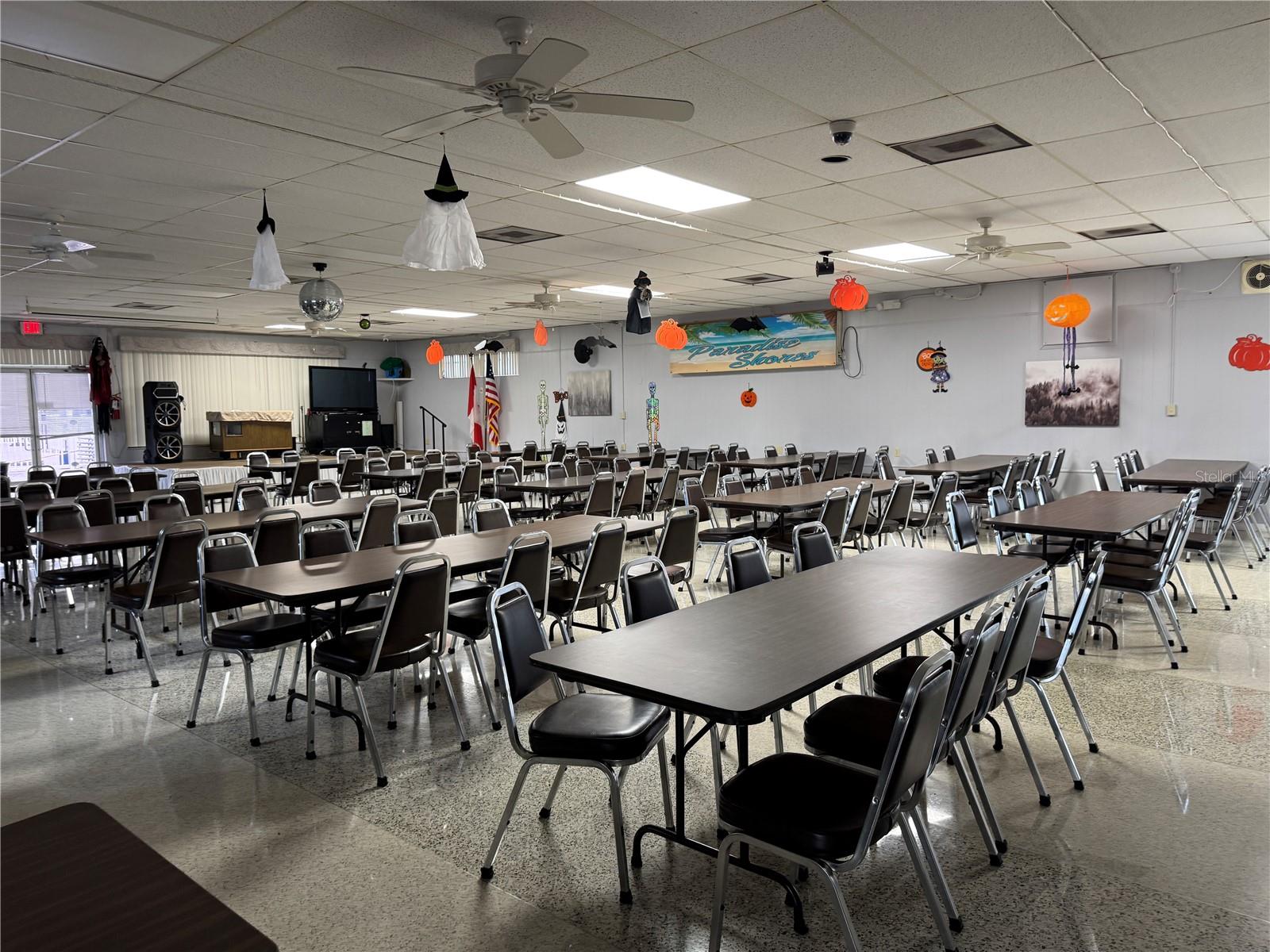 This is another view of the clubhouse entertainment room.  They hold parties here and have bingo here.