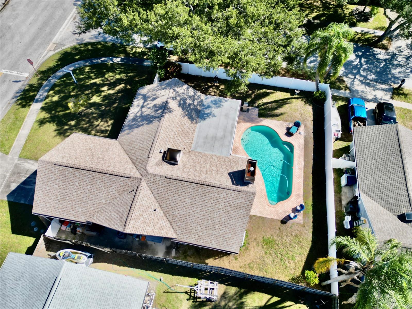 Aerial view looking over whole property