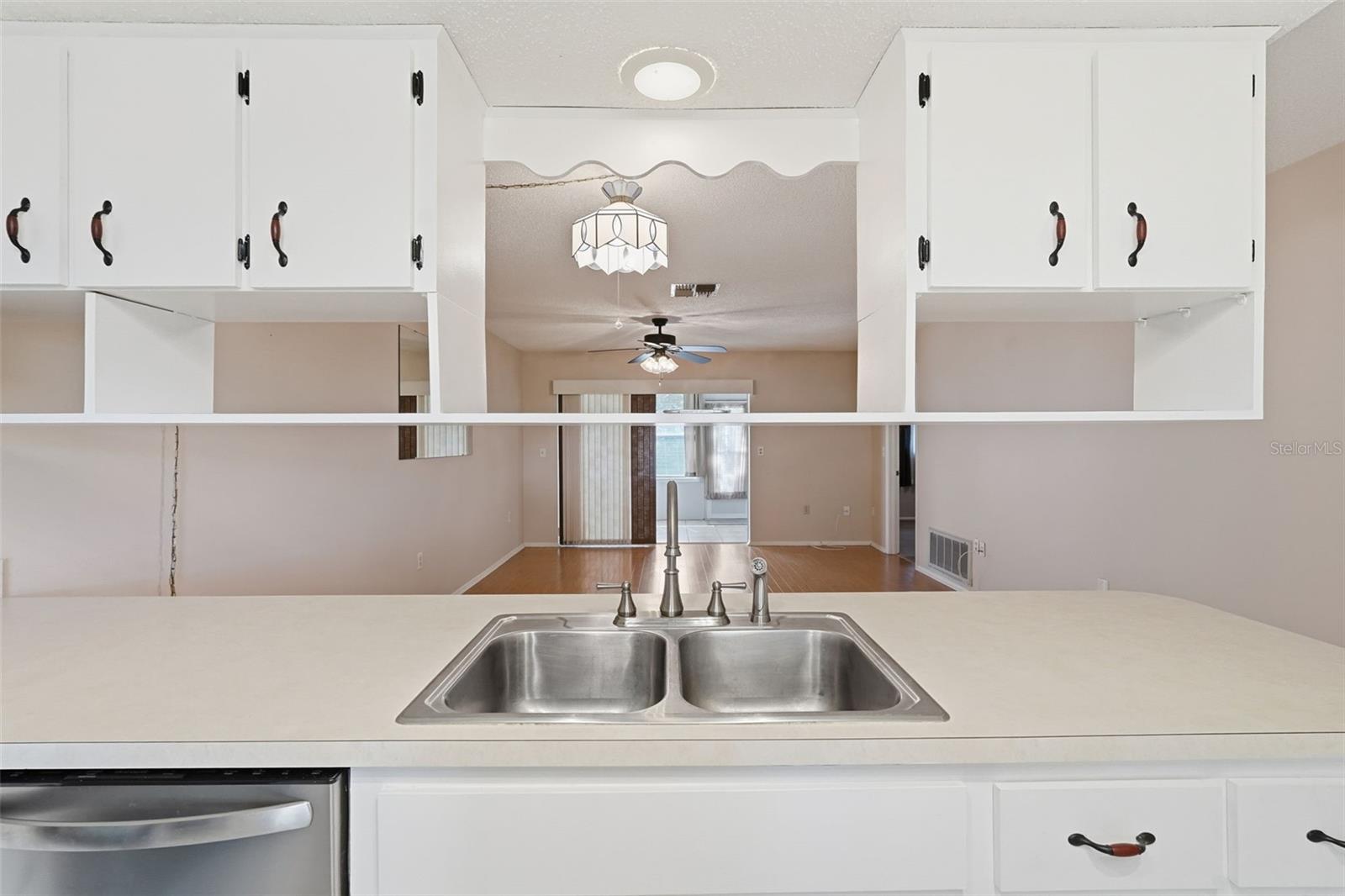 Kitchen overlooking living room