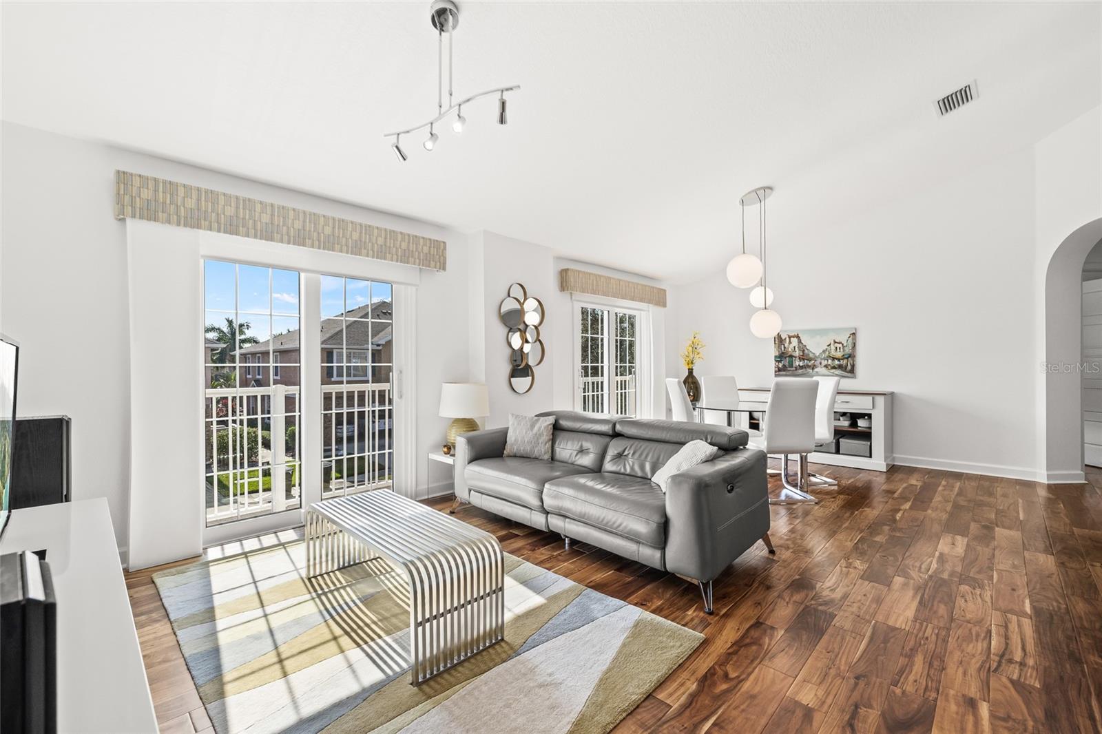 Large Living Dining Room with High Ceilings