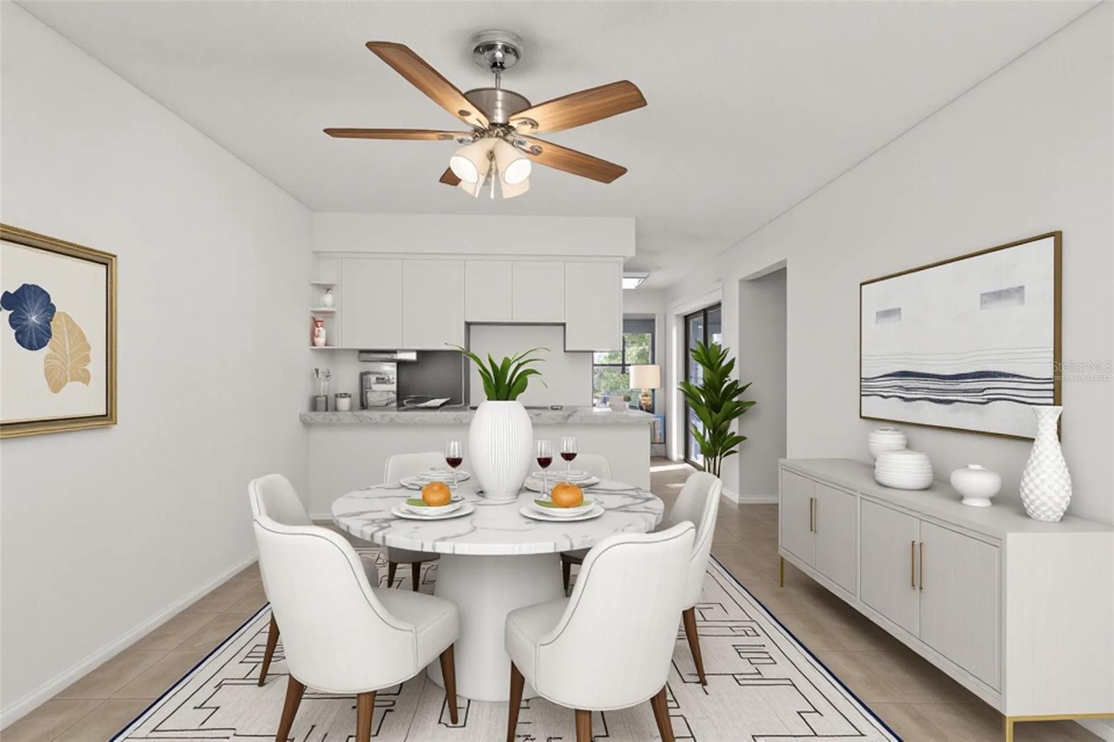 Dining room virtually staged