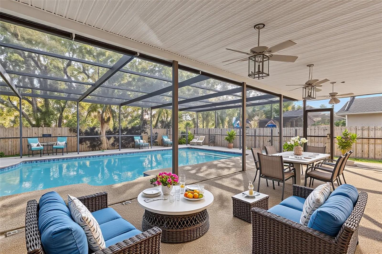 Back patio virtually staged