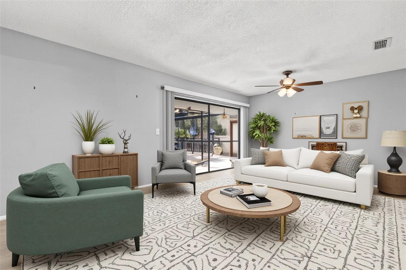 Living room virtually staged