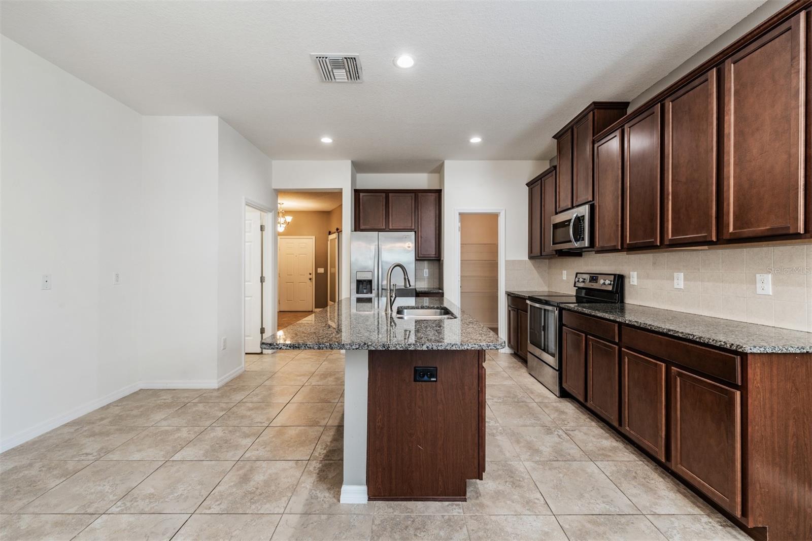 Kitchen - lots of counter top space and cabinets for storage, along with a pantry, Stainless Steel Appliances