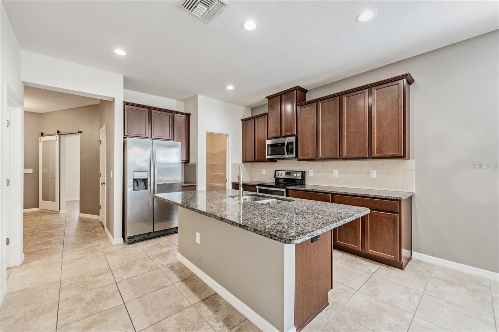 Kitchen - lots of counter top space and cabinets for storage, along with a pantry, Stainless Steel Appliances