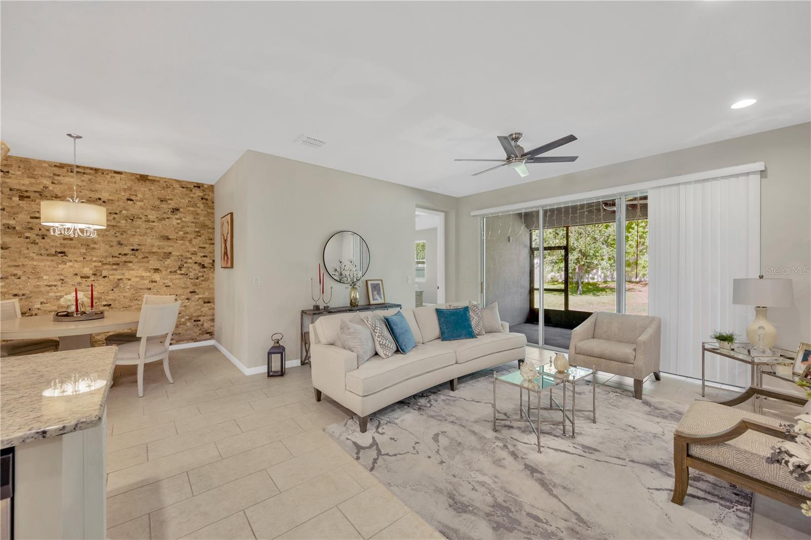 Dining room and living room area