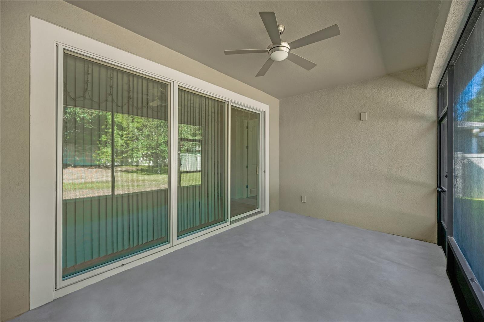 View of 3 sliding glass doors