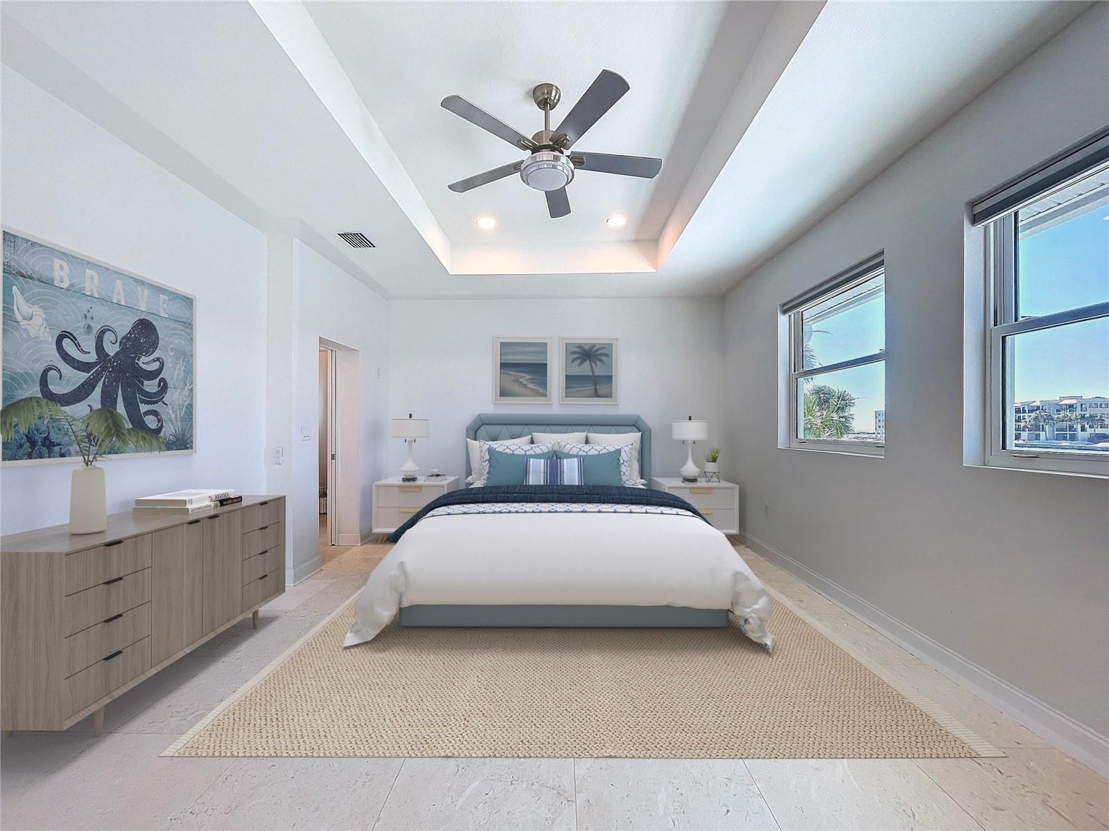 Virtually Staged Master Bedroom