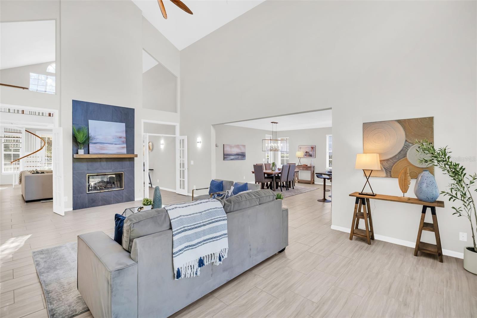 Space above the wood burning fireplace is perfect for your flat screen TV~